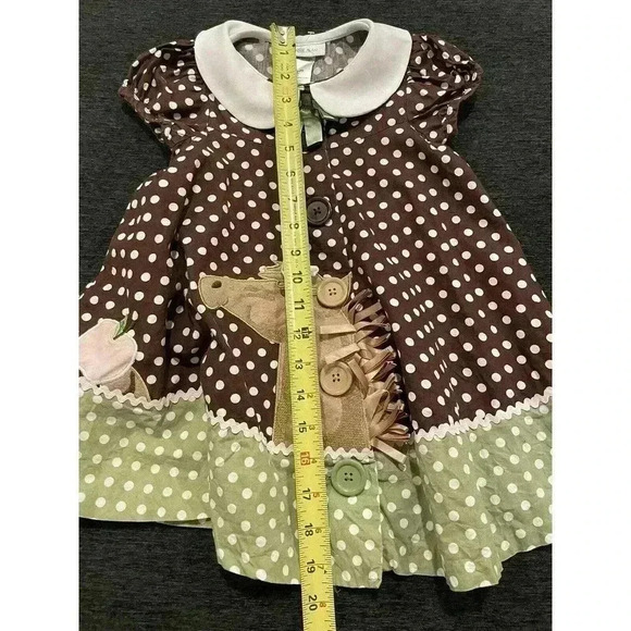 Girls 2T Dress Bonnie Jean Horse Pony Apple Polka Dots Collared Short Sleeve - Picture 5 of 5